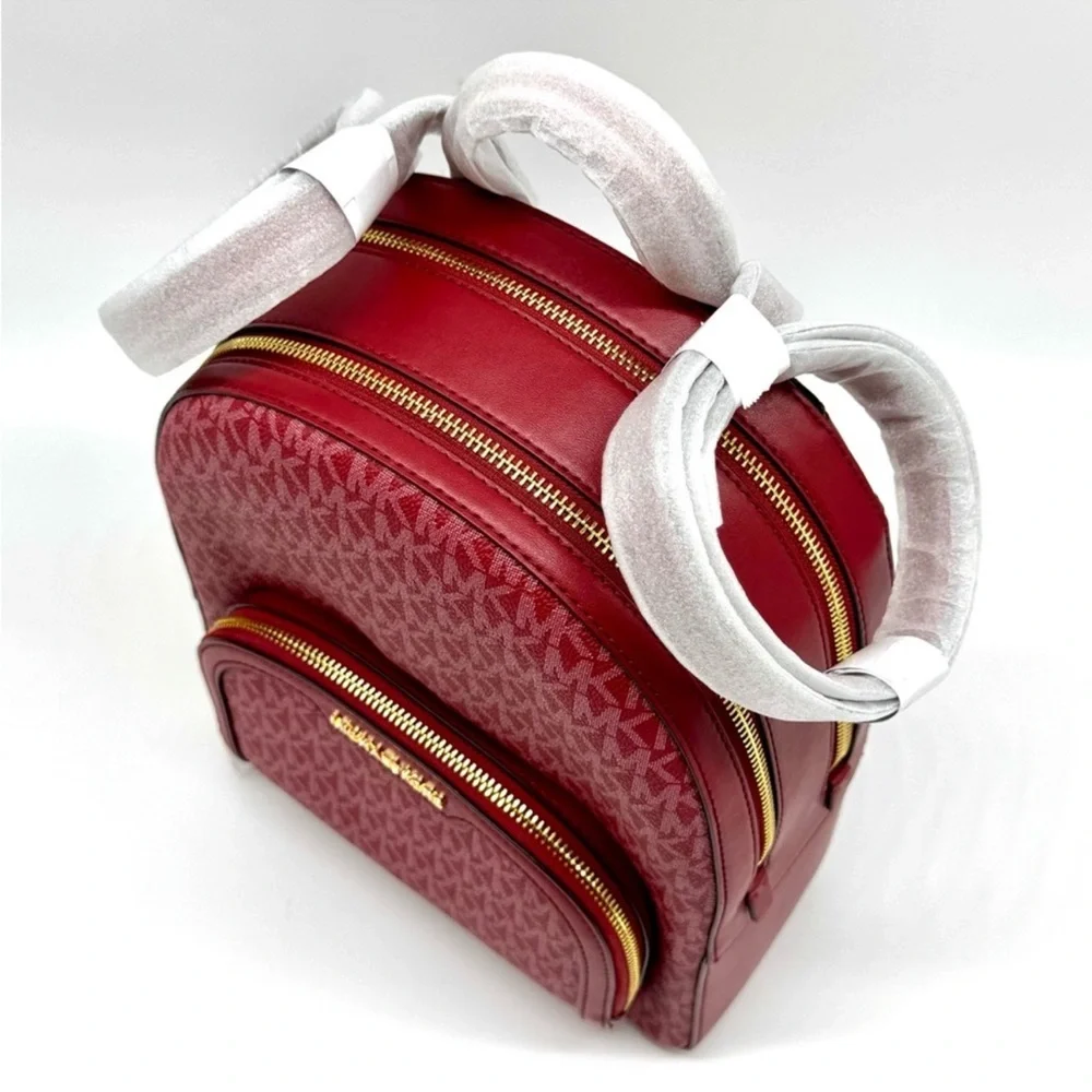 Michael Kors Jaycee Medium Signature Logo Backpack Cherry